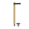 Montour Line Stanchion Belt Barrier Removable Base Pol.Brass Post 7.5ftBlack Belt MX630R-PB-BK-75